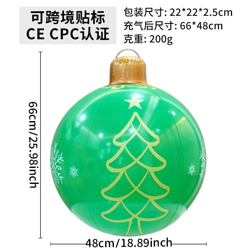 60cm Giant Luminous Inflatable Christmas Ball With No Lights Pvc Outdoor Xmas Decoration