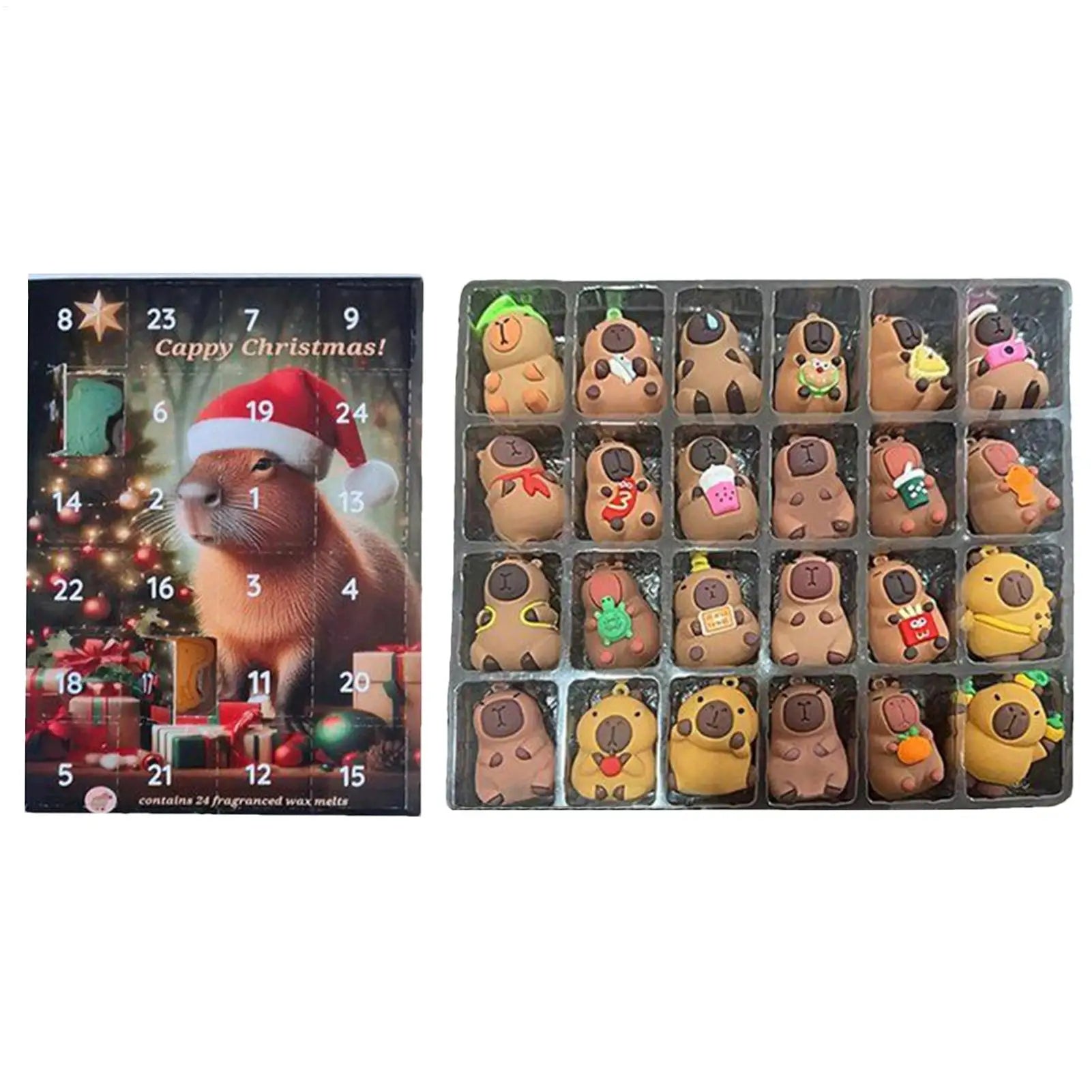 Christmas Capybara Countdown Calendar 24pcs 3d Miniature Doll Christmas Tree Ornament