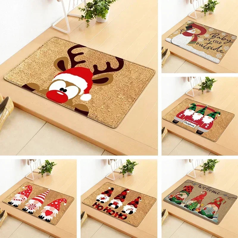 Christmas Decorations Doormat, Elk Rug Indoor Outdoor Entrance Carpet Holiday Door Mat