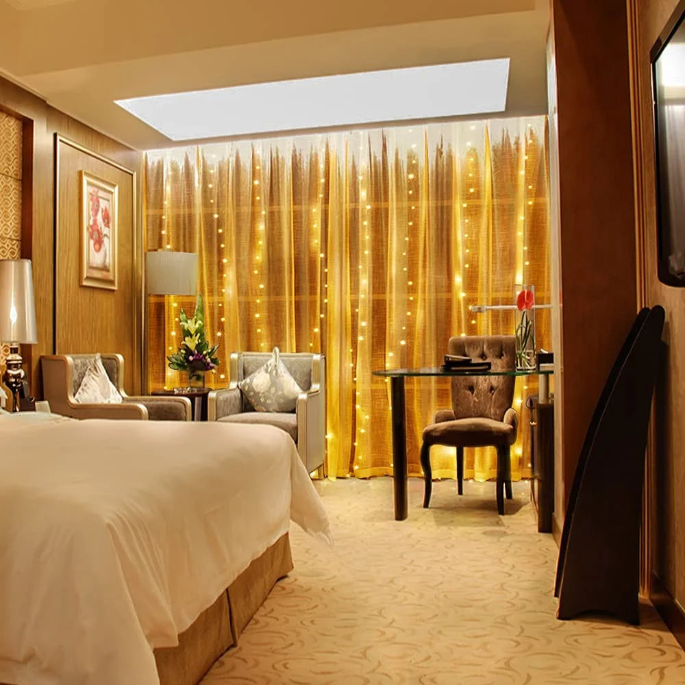 LED Curtain Garland Lights 8 Modes USB Power Remote Control Waterproof Fairy Lighting