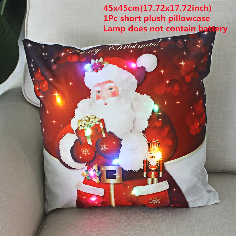Christmas  decoration  Catted LED   pillow cover Navidad New Year Gift 45x45cm