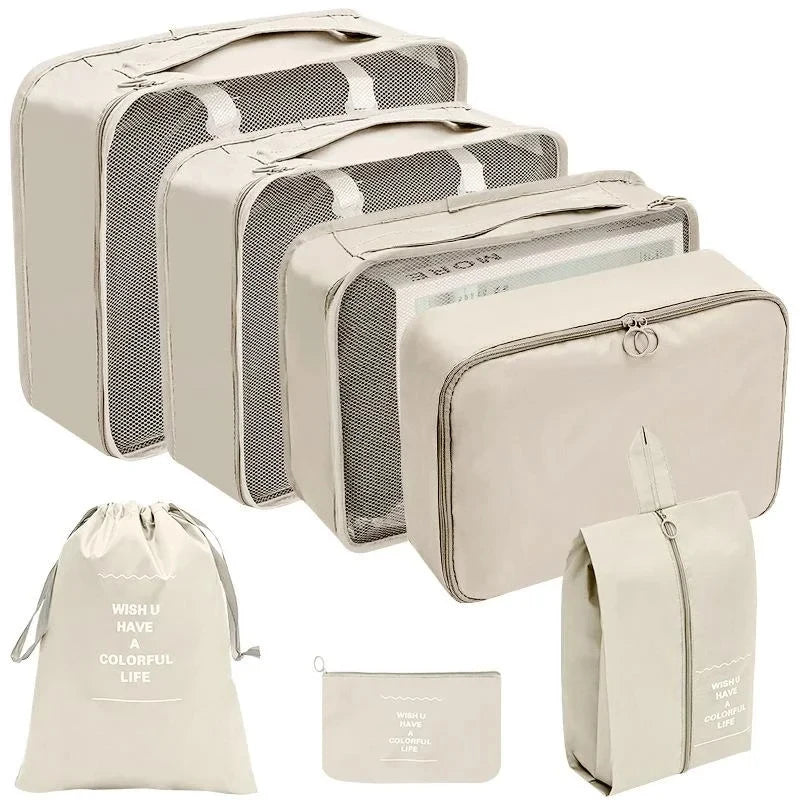 7/8/9/10 Pcs Set Travel Organizer Storage Bags Suitcase Packing Cubes Portable Luggage
