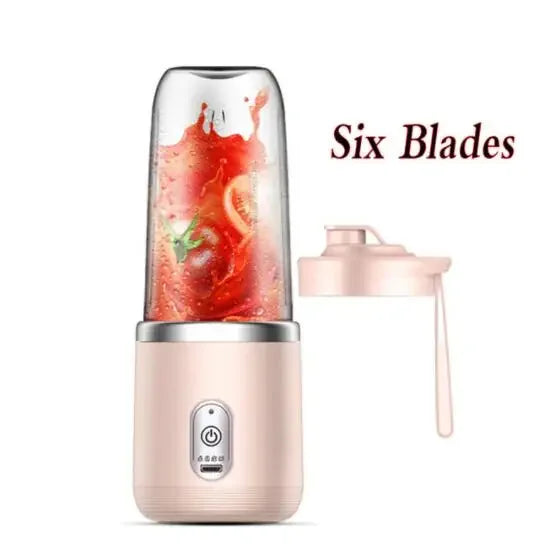 6 Blades Electric Juicer 2 Cups For Travel Portable Juicer Mixer Usb Charge Personal Blender