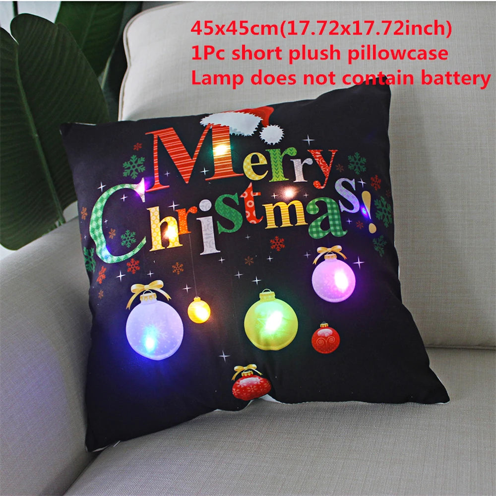 Christmas  decoration  Catted LED   pillow cover Navidad New Year Gift 45x45cm