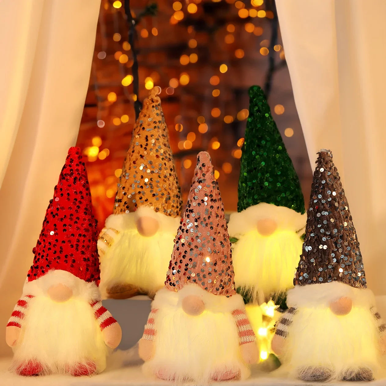 30cm Glowing Knitted Doll Couple with Led Night Light Christmas Decorations