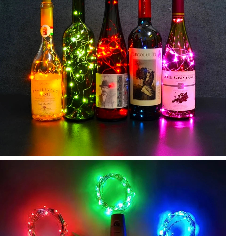 Wine Bottle Cork LED String Holiday Fairy Lights Christmas Tree Wedding Party Decor