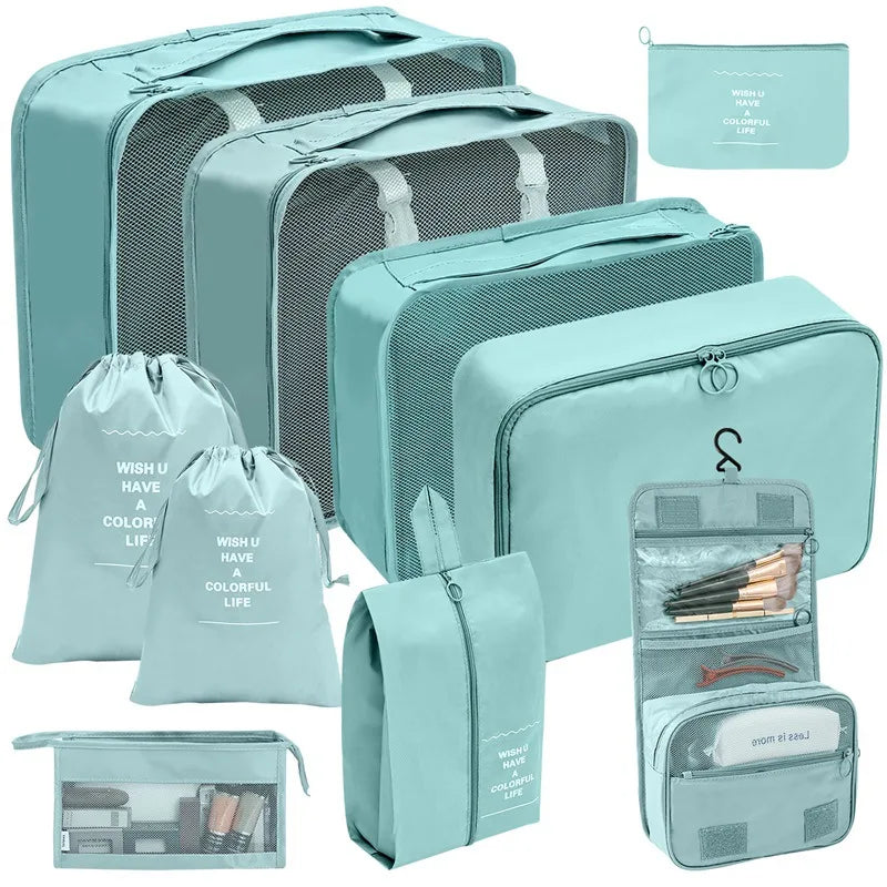 7/8/9/10 Pcs Set Travel Organizer Storage Bags Suitcase Packing Cubes Portable Luggage