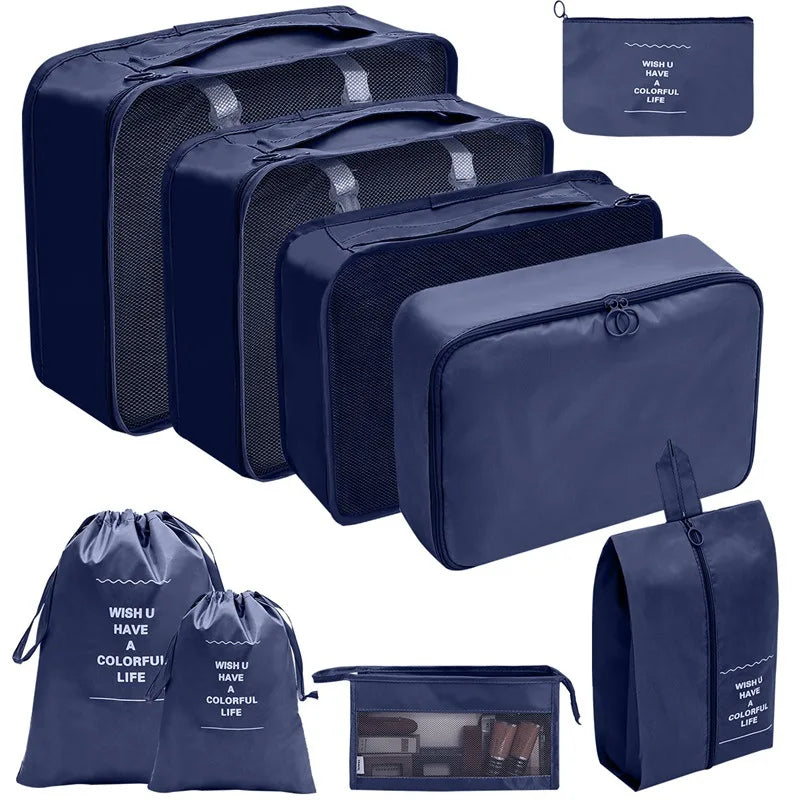 7/8/9/10 Pcs Set Travel Organizer Storage Bags Suitcase Packing Cubes Portable Luggage
