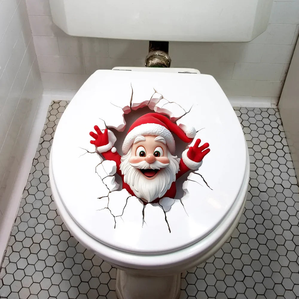 Christmas Santa Toilet Sticker Christmas Party Decoration Navidad Natal New Year Gift