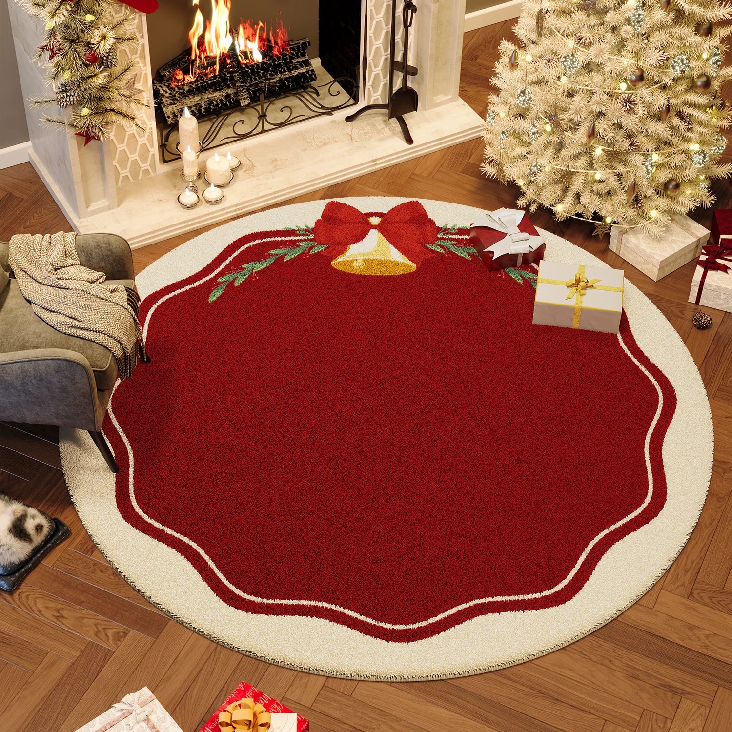 Wind Round Premium Bedroom Carpet Festive Atmosphere Decoration Tree Floor Mat