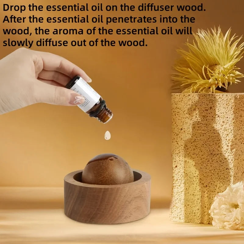 Car Wooden Essential Oil Diffusers-Spherical Design Natural Fragrance Dispersion Bedroom Decor Diffuser