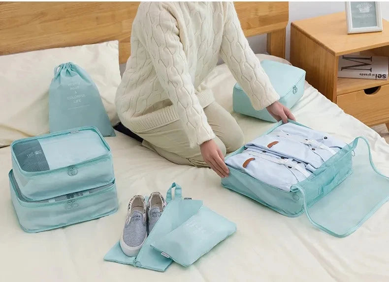 7/8/9/10 Pcs Set Travel Organizer Storage Bags Suitcase Packing Cubes Portable Luggage